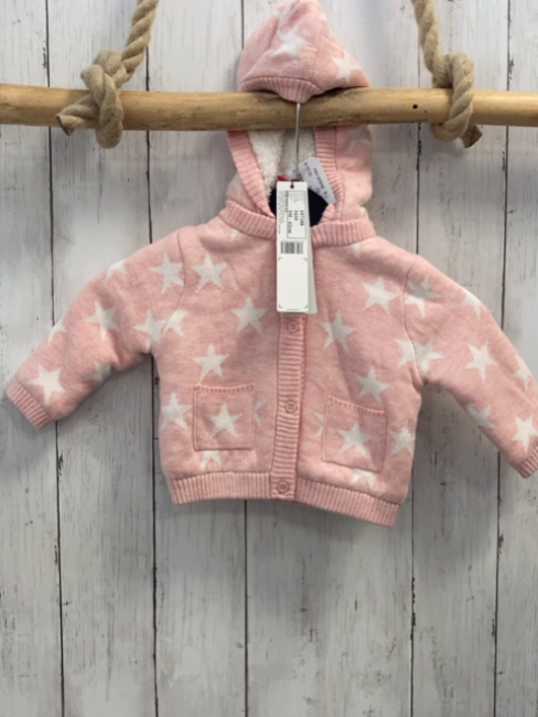 Boboli neu Strickjacke Gr. 62  rosa weiße Sterne Strick Kapuze 