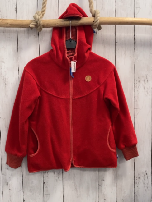 Finkid  Fleecejacke  Gr. 122  rot Rippenbund Kapuze 