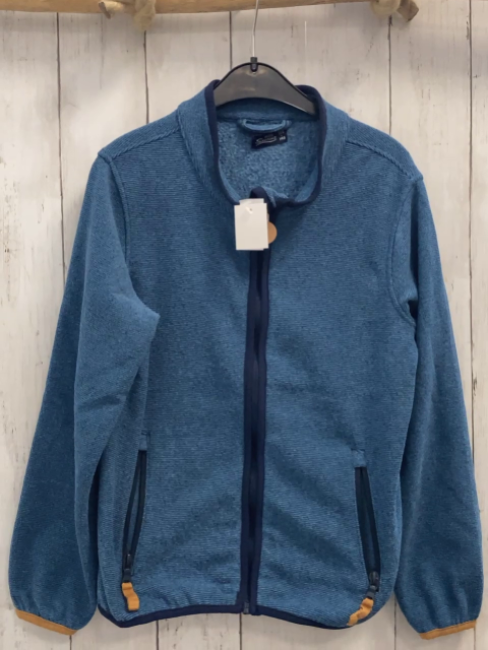  Fleecejacke  Gr. 134  blau mint Streifen blauer Bund 