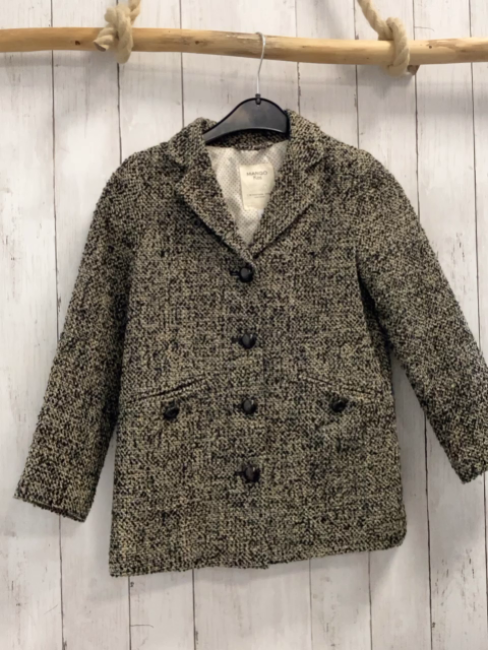 Mango Jacke  Gr. 128  schwarz beige grau meliert wolloptik 