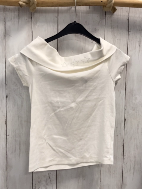 Zara  T-Shirt  Gr. 152  weiß großer Kragen mit silber Sternen 