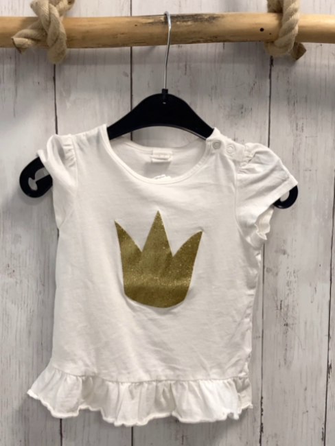 H&M  T-Shirt  Gr. 86  weiß goldene Glitzerkrone 