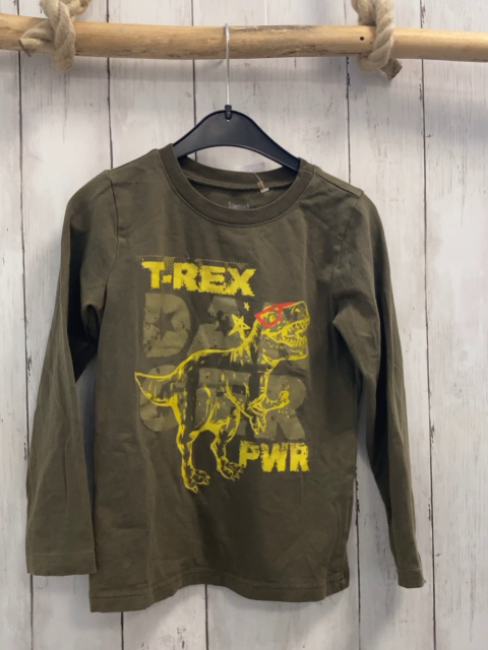 Lamino  Langarmshirt  Gr. 122  sand Dino gelbe Schrift 