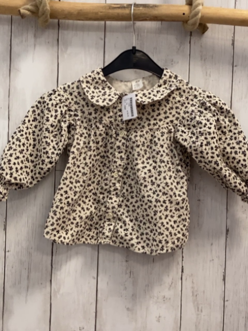H&M Bluse  Gr. 74  weiß Kord Blumen 