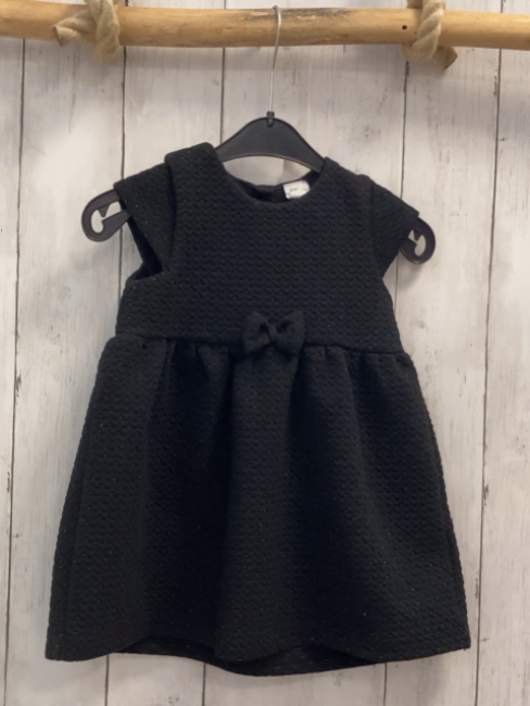 H&M Kleid  Gr. 86  schwarz Rauten goldene Glitzerpunkte Schleife 
