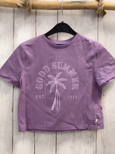Okaidi  T-Shirt  Gr. 122  lavendel Palme Schrift 