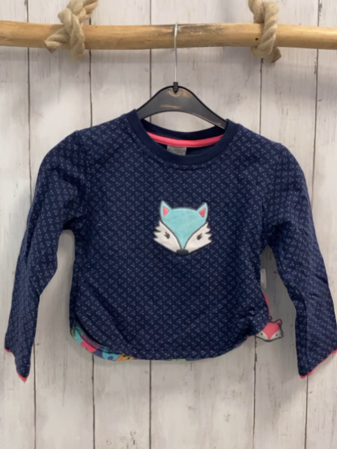 Sigikid  Pullover  Gr. 110  blau lavendel Herzen Fuchskopf 
