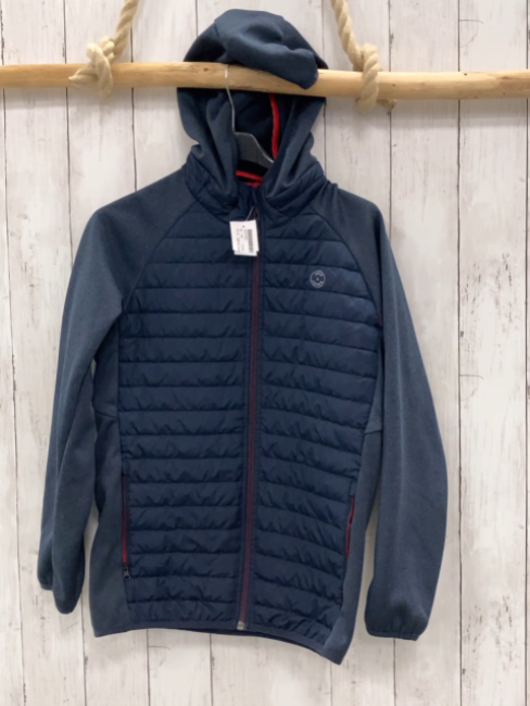 Jack & Jones  Softshelljacke  Gr. 152  blau gesteppter Körperbereich Kapuze roter Reißverschluss 