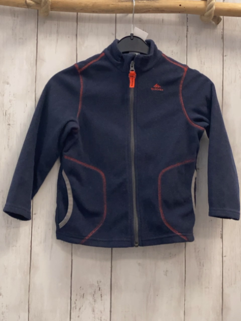 Decathlon  Fleecejacke  Gr. 110  blau grauer Bund + Reißverschluss hellrote Nähte 