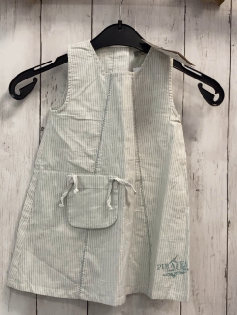 neu Lana  Kleid  Gr. 74  weiß grau mint Streifen Tasche graue Nähte NP 41 € 