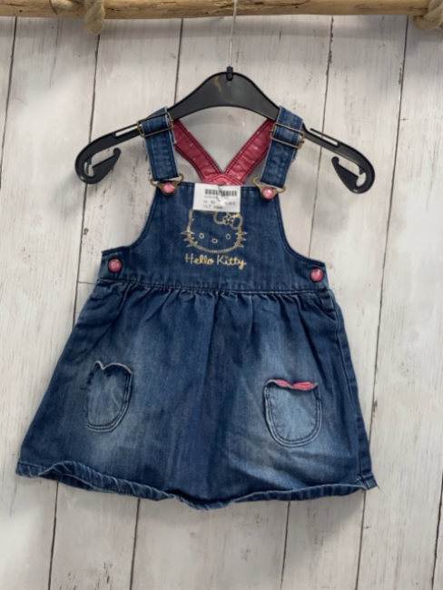 H&M  Trägerrock  Gr. 80  blau Jeans Hello Kitty 