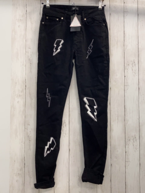 neu bohoo Man Hose Gr. 30  schwarz weiße Drucke