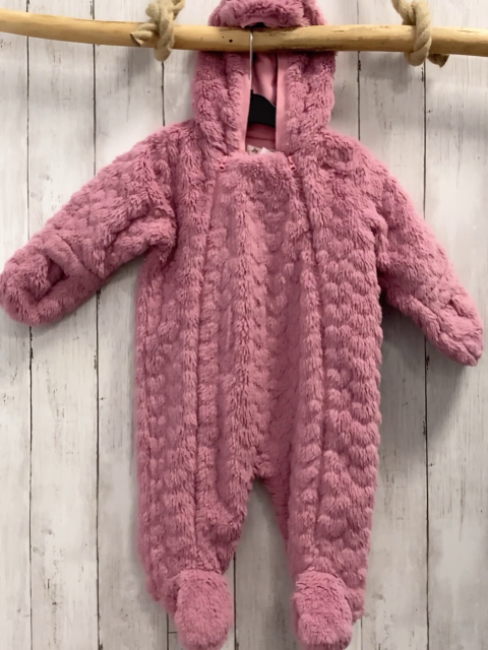 Sterntaler  Plüschoverall Gr. 74  rosa Kapuze mit wegklappbaren Handschuhen 