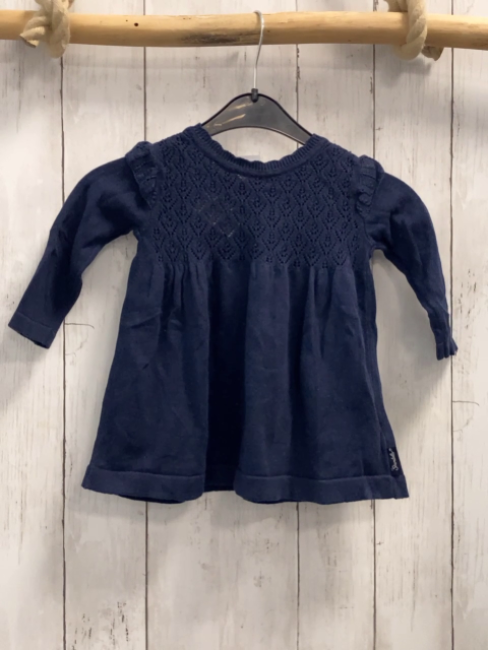 Sterntaler  Kleid  Gr. 74  blau Strick Lochmuster 