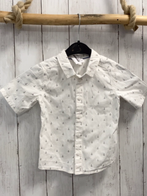 H&M  Sommerhemd  Gr. 86  weiß graue Anker 