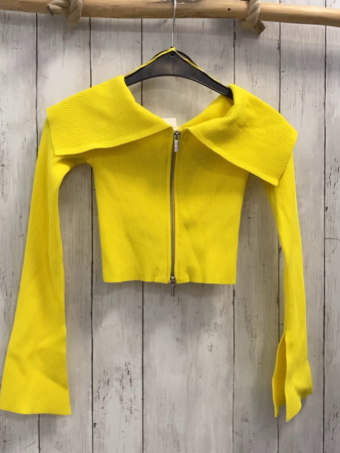 neu Zara  Sweatjacke  Gr. 152/158  gelb Rippen großer Kragen 