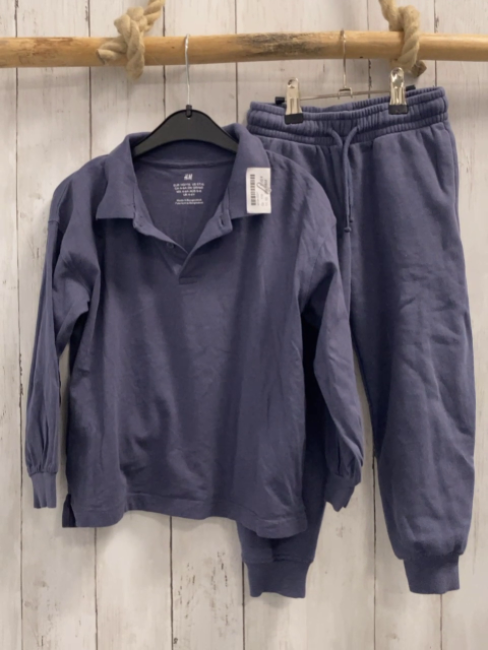2tlg H&M  Pullover + Jogginghose  Gr. 110  blau Polokragen