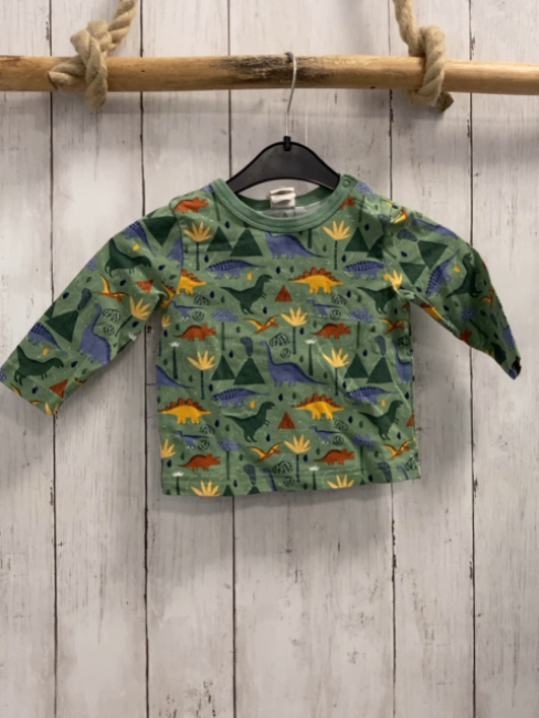 Alana  Langarmshirt  Gr. 74  mint Dinos Bäume 