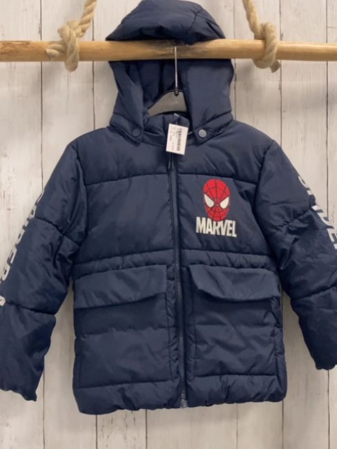 H&M Winterjacke  Gr. 110  blau Kapuze Spiderman 