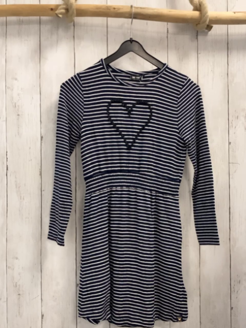 me Too Kleid  Gr. 122  blau weiße Streifen Rüschenherz 