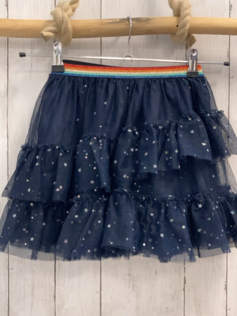  Rock Gr. 116  blau Tüll Sterne Glitzerbund