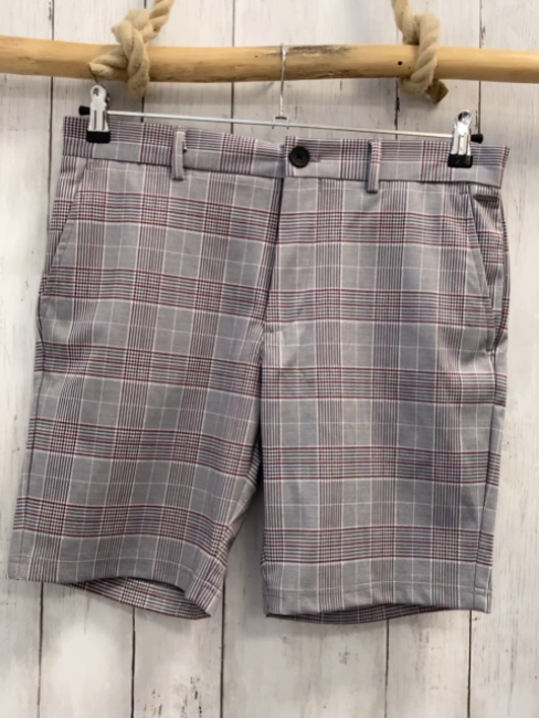 Jack & Jones  Shorts Gr. M grau hellgrau weinrot kariert 