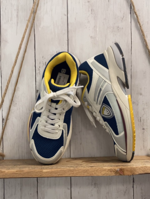 Blauer Schuhe Gr. 40  weiß blau dunkelrot innen gelb (minimale Gebrauchsspuren)