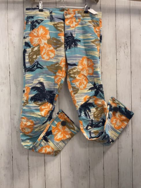 G-Star Hose Gr. 31/34  blau beige orange ocker Blumen