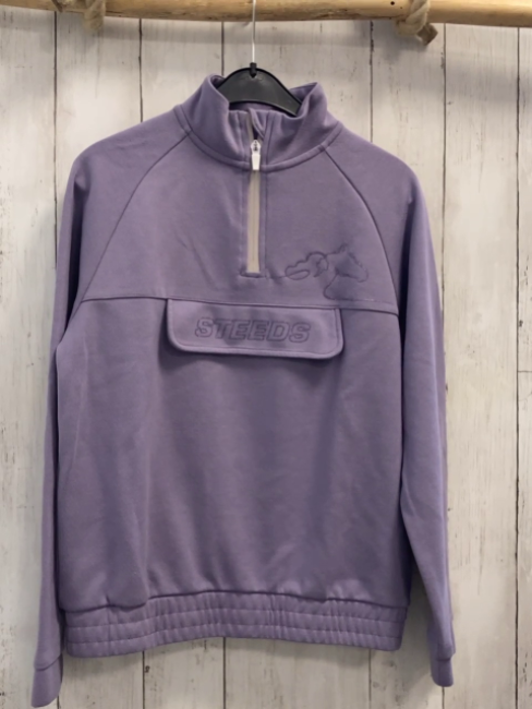 Steeds  Pullover  Gr. 158  lavendel Pferd Schrift Reißverschuss 