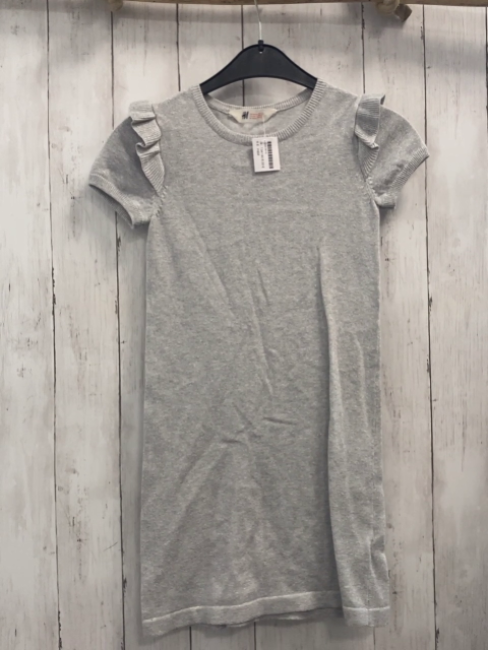H&M  Kleid  Gr. 134/140  grau mit silber Glitzer Strick