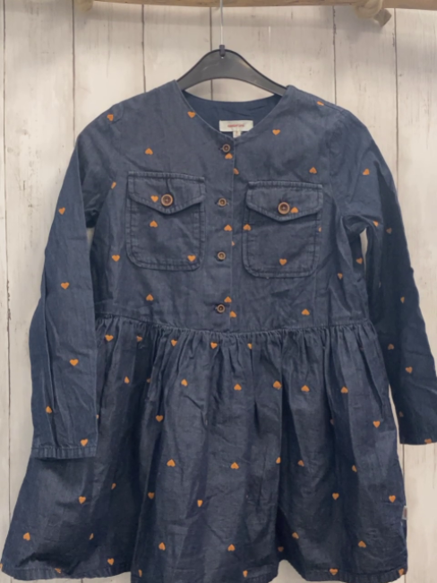 Catimini  Kleid  Gr. 128  blau ocker Herzen 