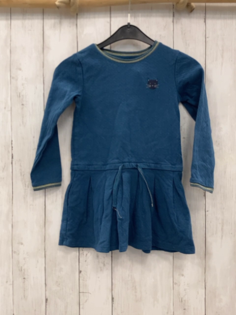 Okaidi Kleid  Gr. 116  petorl mit punkten goldener glänzender Streifenbund 