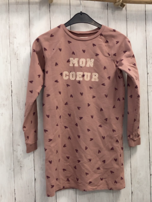 vertbaudet Kleid Gr. 140  altrosa Herzen Glitzerschrift