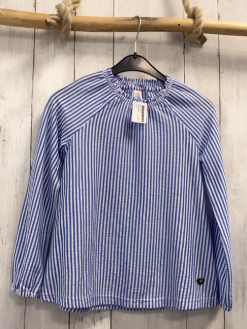   Bluse  Gr. 128  blau weiße Streifen Struktur 