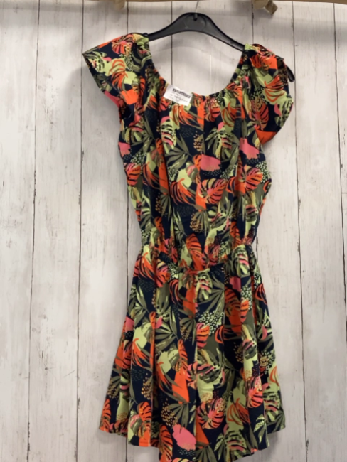   Playsuit Gr. 146/152  schwarz bunte Blätter 