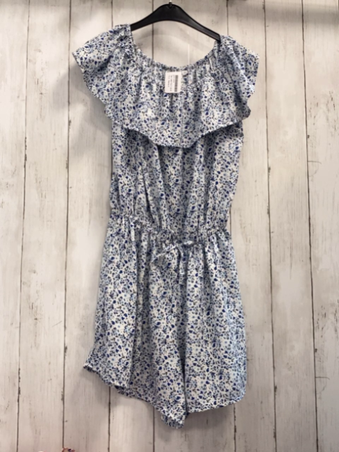Name it  Playsuit Gr. 146/152  weiß blau hellblaue Blumen 