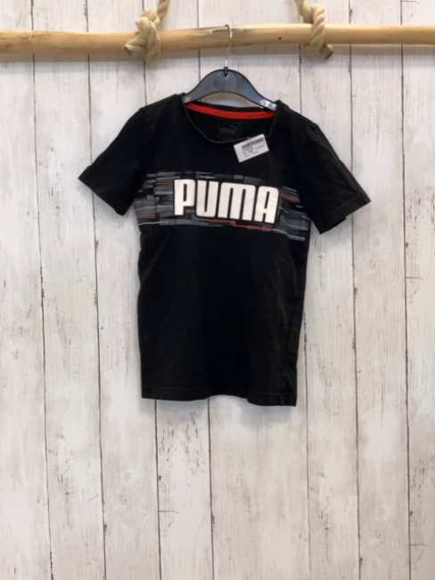 Puma  T-Shirt  Gr. 128  schwarz grau rote Striche weiße Schrift 