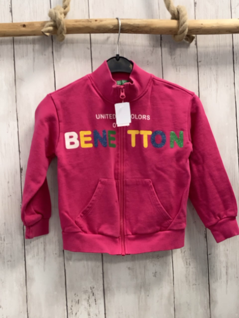 Benetton Sweatjacke Gr. 116  pink bunte Glitzerschrift