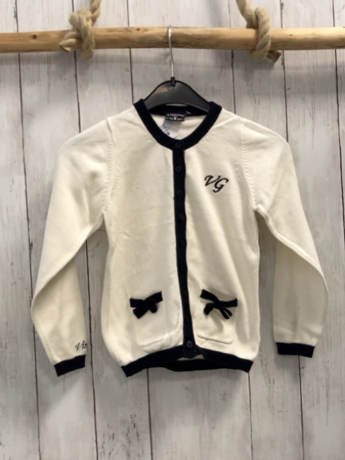 Vingino Strickjacke Gr. 116  weiß schwarzer Bund 