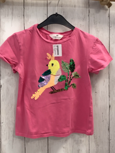 H&M  T-Shirt  Gr. 122/128  pink Pailettenvogel 