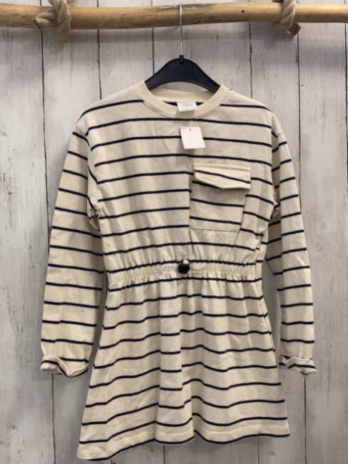 zara Kleid Gr. 122  beige schwarze Streifen