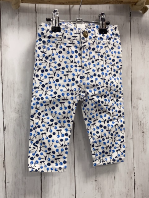 H&M Hose  Gr. 68  weiß hellblaue Kirschen blaue Blumn Bund verstellbar  