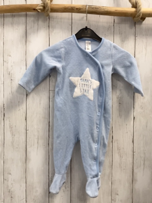  Schlafanzug Gr. 74  blau weißer Stern + Punkte