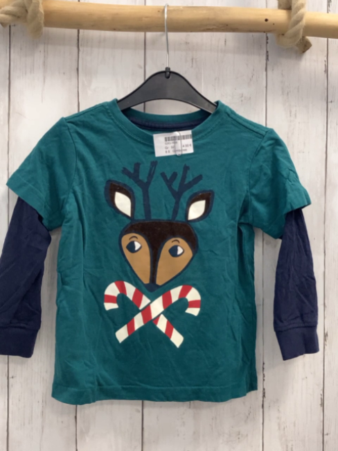 Gymboree  Langarmshirt  Gr. 92  grün Rehkopf Zuckerstangen blaue Är,eö