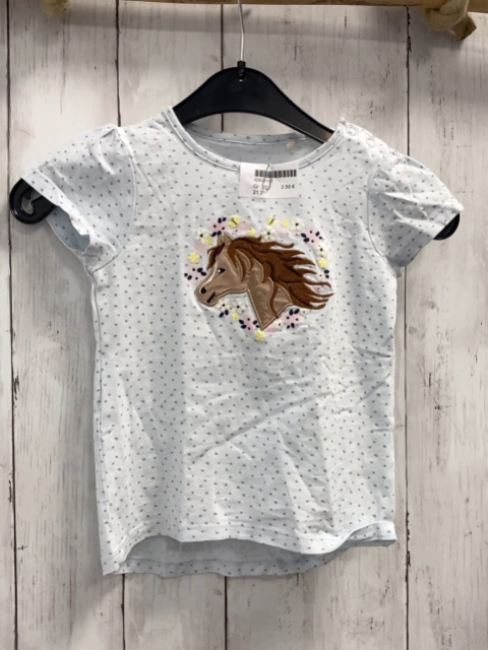  T-Shirt Gr. 92  hellblau graue Herzen Pferde