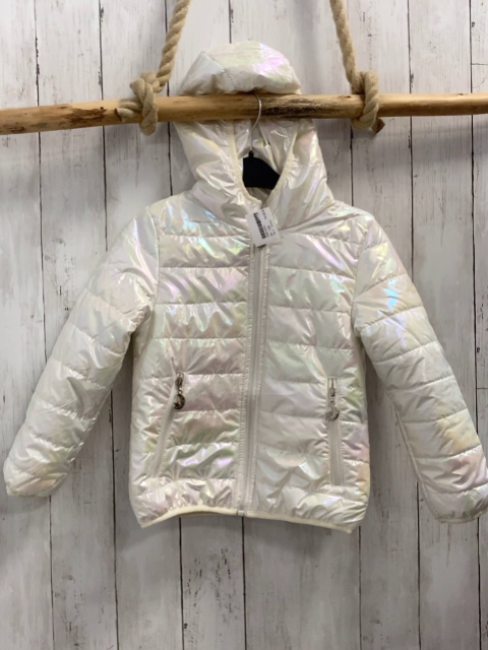 Hobo Jacke  Gr. 128  weiß Lack Kapuze 