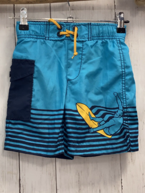 GAP  Badeshorts  Gr. 110  hellblau blaue Streifen Surfer gelbe Kordel