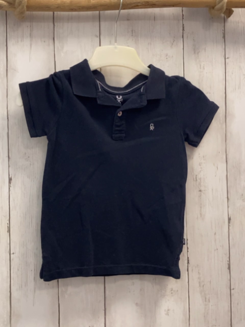 Okaidi  Poloshirt  Gr. 104  blau hellgraue Schrift 