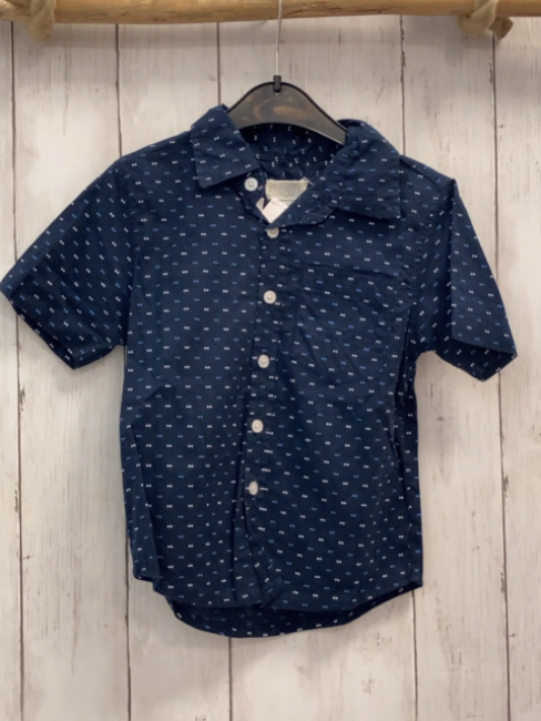 H&M Sommerhemd  Gr. 104  bau weiß hellblaue Punkte 