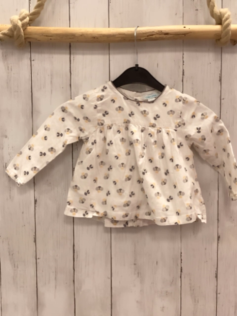 Obabi  Bluse  Gr. 80  weiß bunt Käfer grauer Bund 